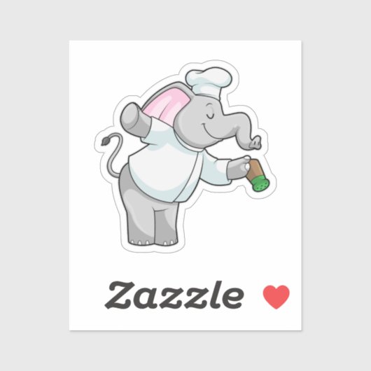 Elephant als Chef met zoutschudder Sticker (Vel)