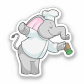Elephant als Chef met zoutschudder Sticker (Voorkant)