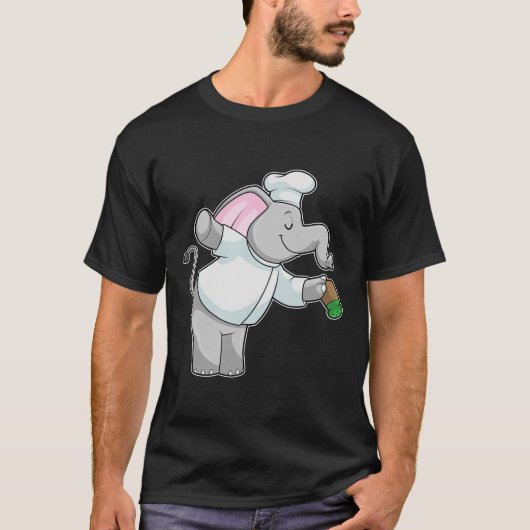 Elephant als Chef met zoutschudder T-shirt (Voorkant)
