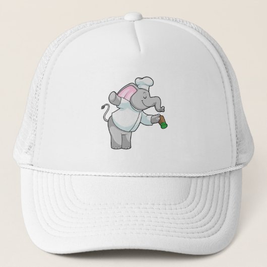 Elephant als Chef met zoutschudder Trucker Pet (Voorkant)