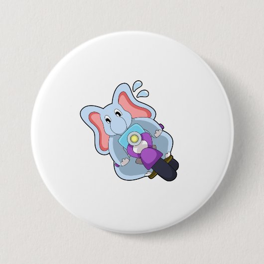 Elephant als fietser met motorfiets.PNG Ronde Button 7,6 Cm (Voorkant)