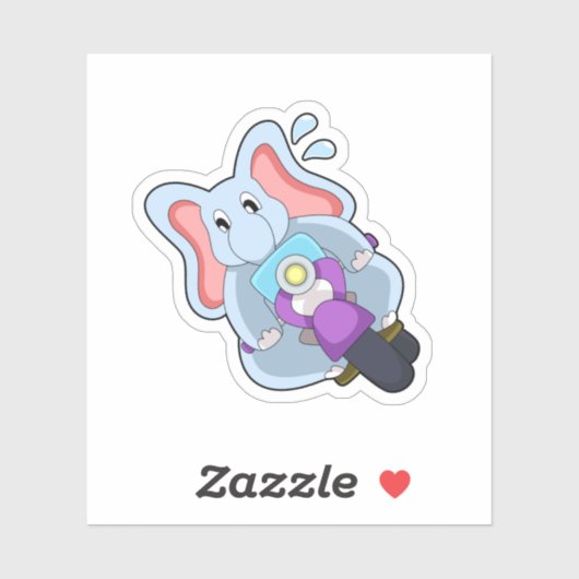 Elephant als fietser met motorfiets.PNG Sticker (Vel)