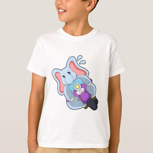 Elephant als fietser met motorfiets.PNG T-shirt (Voorkant)