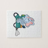 Elephant als fietser met scooter legpuzzel (Horizontaal)