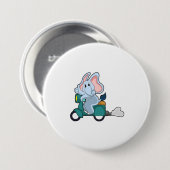 Elephant als fietser met scooter ronde button 7,6 cm (Voorkant /achterkant)
