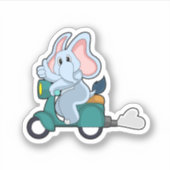 Elephant als fietser met scooter sticker (Voorkant)