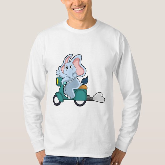 Elephant als fietser met scooter t-shirt (Voorkant)