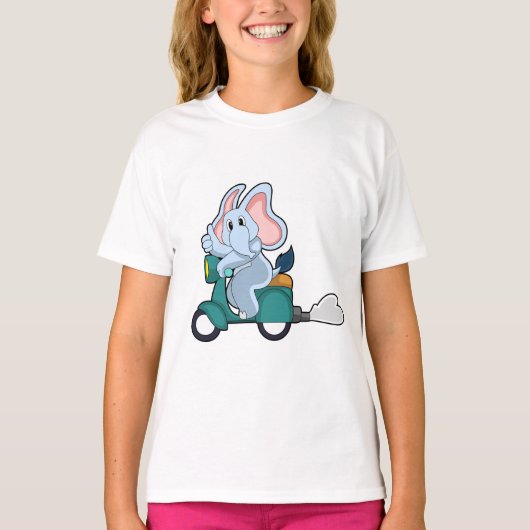Elephant als fietser met scooter t-shirt (Voorkant)