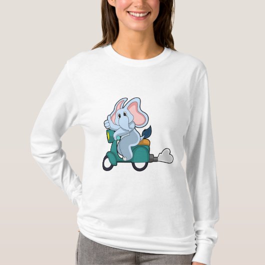 Elephant als fietser met scooter t-shirt (Voorkant)