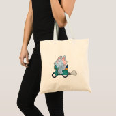 Elephant als fietser met scooter tote bag (Voorkant (product))