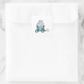 Elephant als fietser met scooter vierkante sticker (Tas)