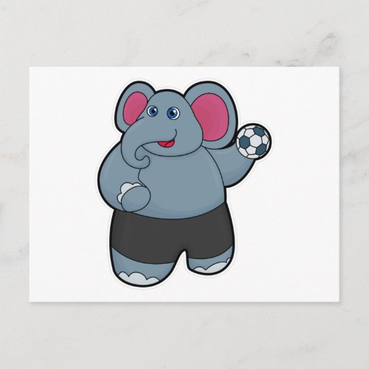 Elephant als handballspeler met handbal briefkaart (Voorkant)