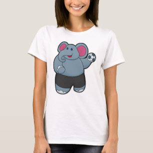 Elephant als handballspeler met handbal t-shirt