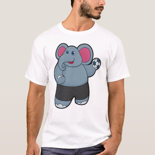 Elephant als handballspeler met handbal t-shirt (Voorkant)
