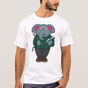 Elephant als leraar met boek en wijzer t-shirt