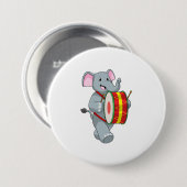 Elephant als muzikant met rum ronde button 7,6 cm (Voorkant /achterkant)