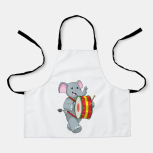 Elephant als muzikant met rum schort