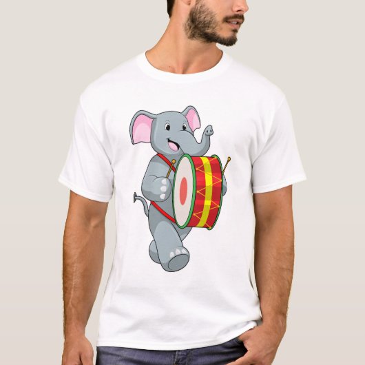 Elephant als muzikant met rum t-shirt (Voorkant)