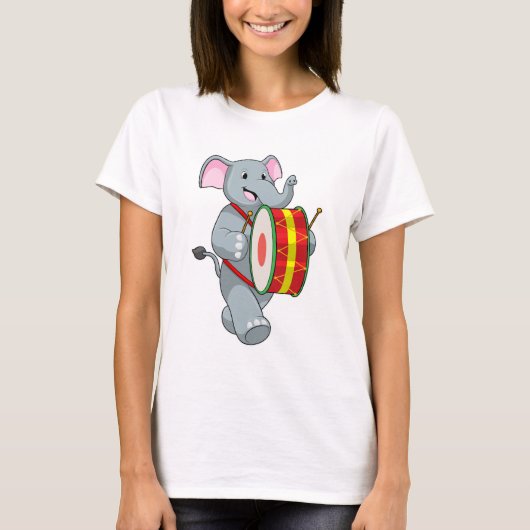 Elephant als muzikant met rum t-shirt (Voorkant)