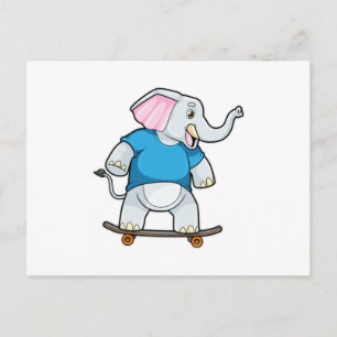 Elephant als Skater met Skateboard Briefkaart
