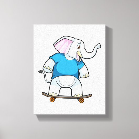 Elephant als Skater met Skateboard Canvas Afdruk (Voorkant)