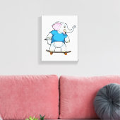 Elephant als Skater met Skateboard Canvas Afdruk (Insitu (Woonkamer))