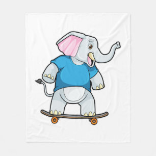 Elephant als Skater met Skateboard Fleece Deken