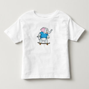 Elephant als Skater met Skateboard Kinder Shirts
