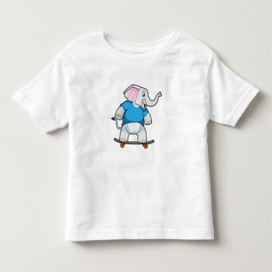 Elephant als Skater met Skateboard Kinder Shirts (Voorkant)