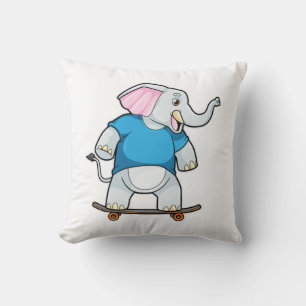 Elephant als Skater met Skateboard Kussen
