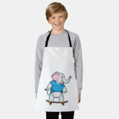 Elephant als Skater met Skateboard Schort (Gedragen)