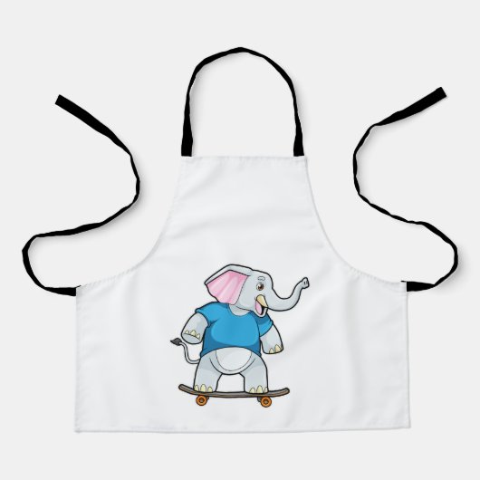 Elephant als Skater met Skateboard Schort (Voorkant)