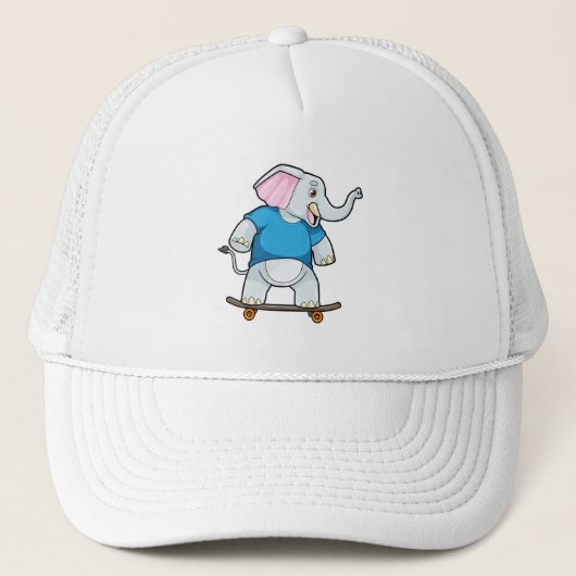 Elephant als Skater met Skateboard Trucker Pet (Voorkant)