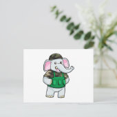 Elephant als Soldaat met Uniform & Helmet Briefkaart (Staand voorkant)