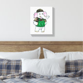 Elephant als Soldaat met Uniform & Helmet Canvas Afdruk (Insitu (Slaapkamer))