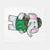 Elephant als Soldaat met Uniform & Helmet Fleece Deken (Voorkant (Horizontaal))