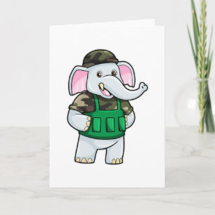 Elephant als Soldaat met Uniform & Helmet Kaart