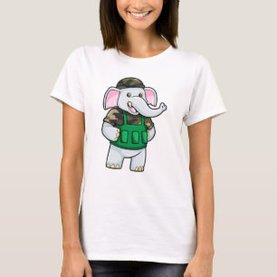 Elephant als Soldaat met Uniform & Helmet T-shirt