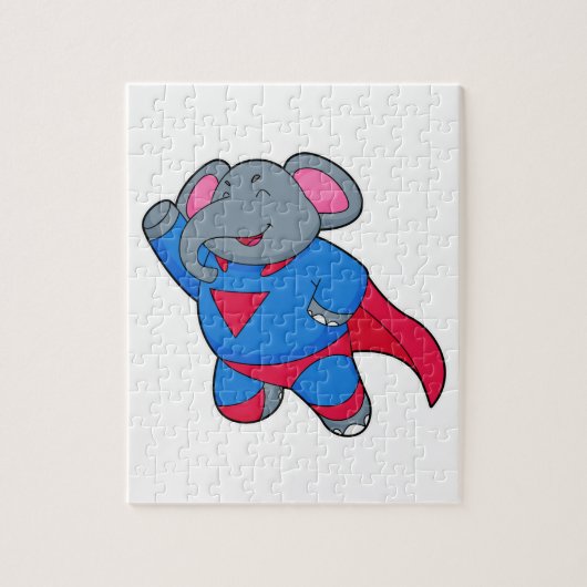 Elephant als superheld legpuzzel (Verticaal)