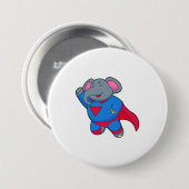 Elephant als superheld ronde button 7,6 cm (Voorkant /achterkant)