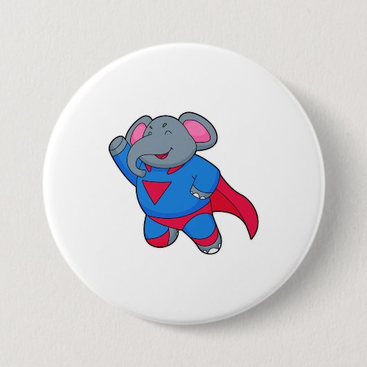 Elephant als superheld ronde button 7,6 cm (Voorkant)