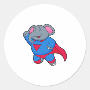 Elephant als superheld ronde sticker