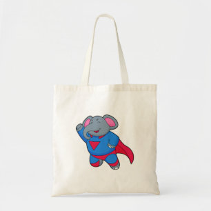 Elephant als superheld tote bag