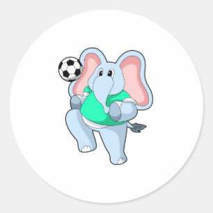 Elephant als Voetbal speler met Soccer.PNG Ronde Sticker
