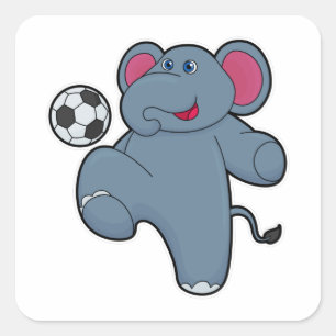 Elephant als voetballer met Voetbal Vierkante Sticker