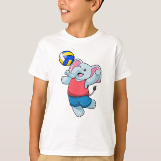Elephant als volleybalspeler met volleybal t-shirt