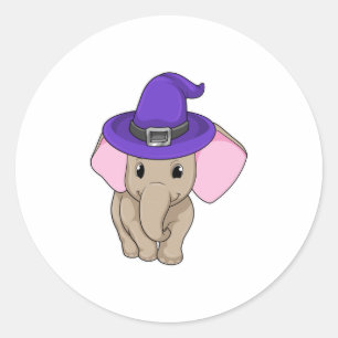 Elephant als wizard ronde sticker