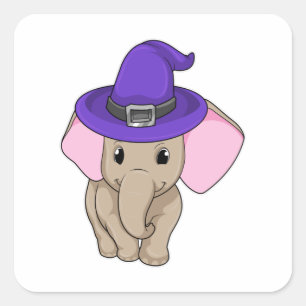 Elephant als wizard vierkante sticker