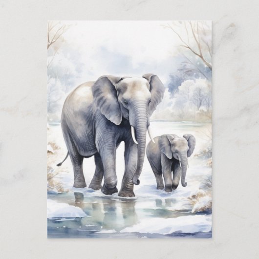 Elephant and Baby Briefkaart (Voorkant)
