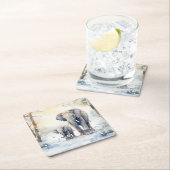 Elephant and Baby Vierkante Kartonnen Onderzetter (Insitu)